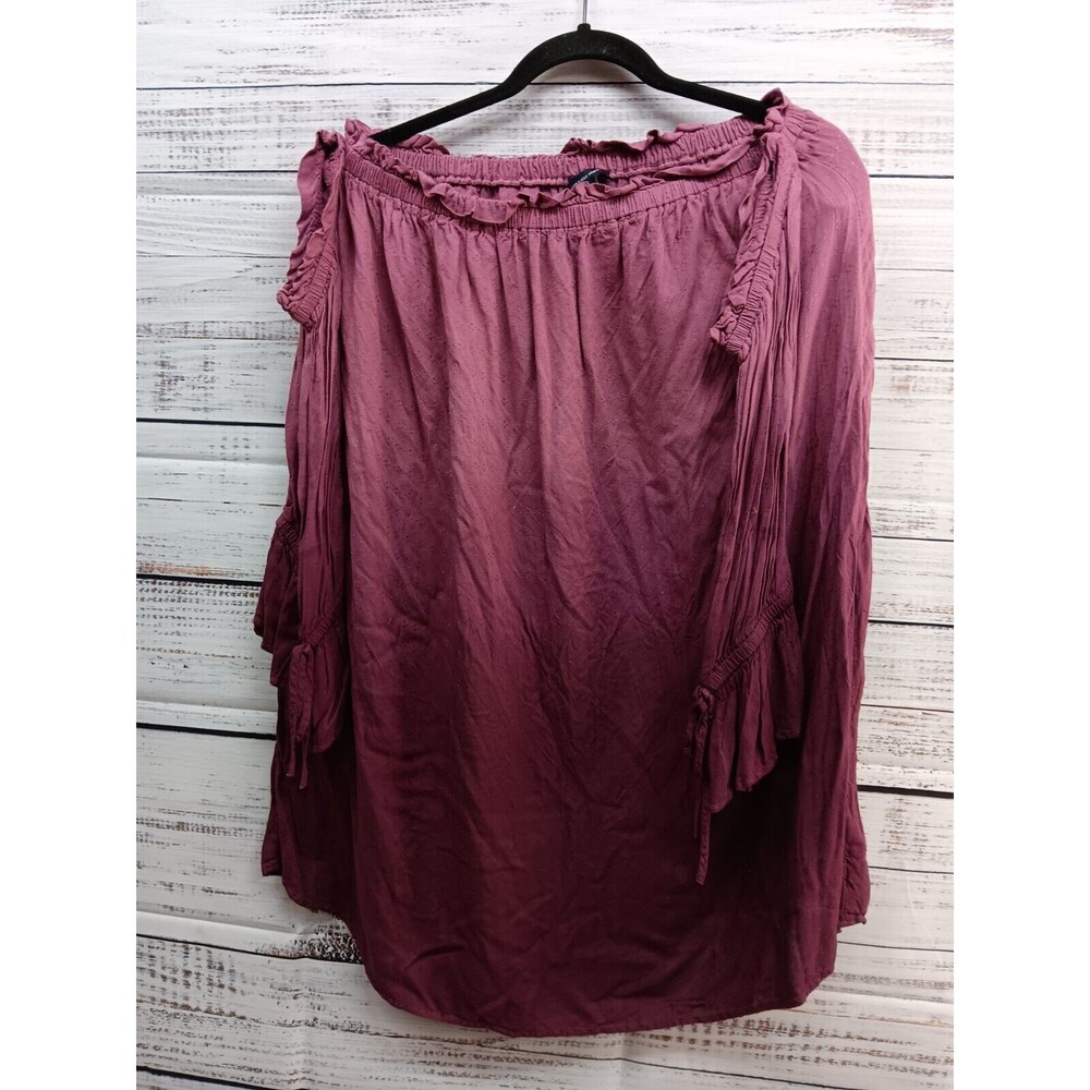 AMERICAN EAGLE Tunic Blouse Women's X-Large Purple Off The Shoulder 100% Viscose